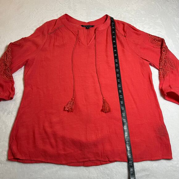 Zac & Rachel Split Neck Blouse Size XL Resort Vacation Summer Festival Cut Out - Picture 8 of 8